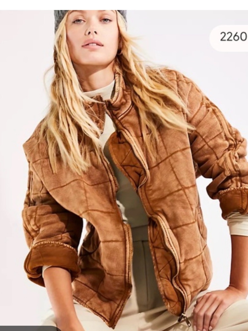 0285 Free People Dolman Quilted Bomber Jacket in Chestnut